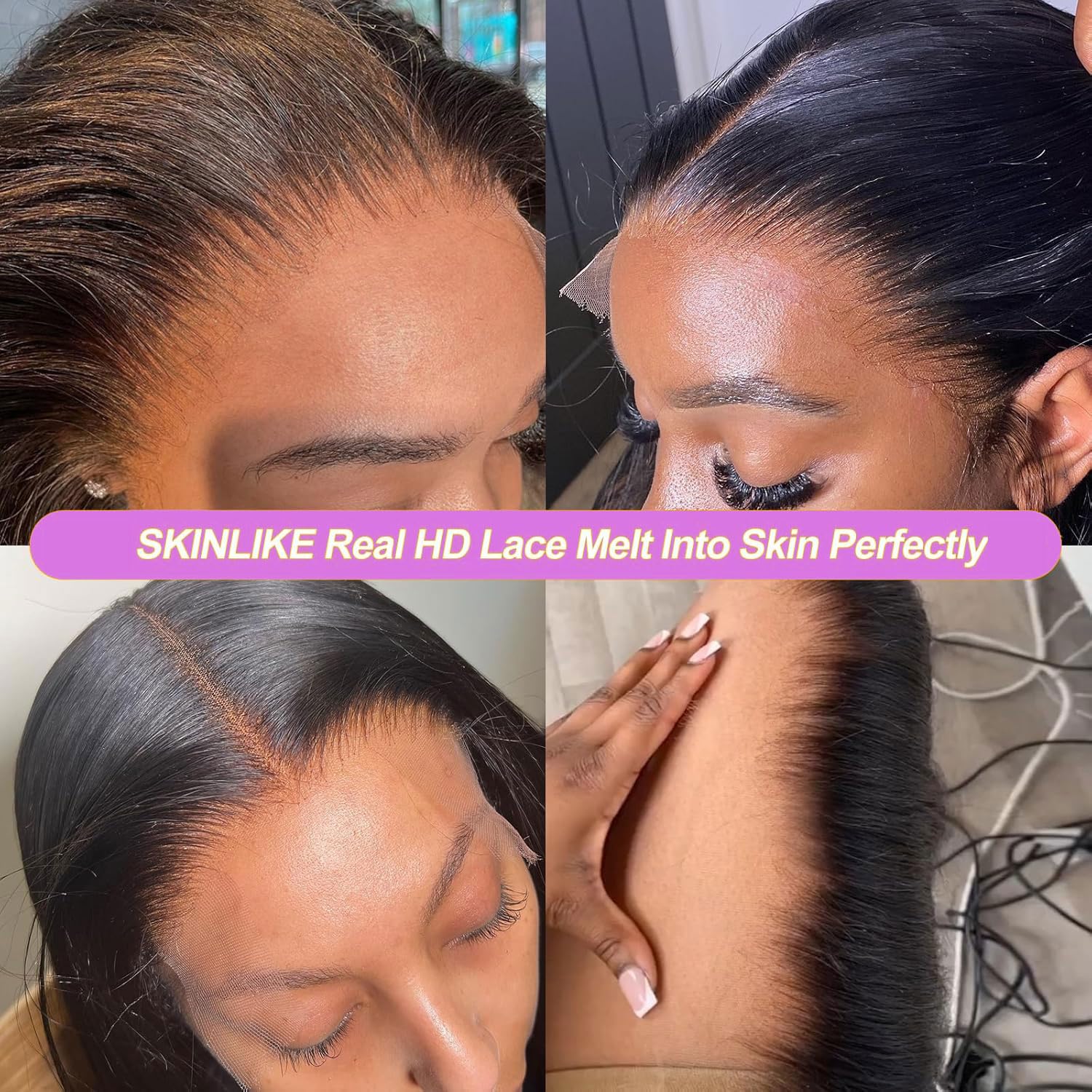 IWISH SKINLIKE HD Lace Wig 13x4 HD Lace Front Wigs Human Hair Pre Plucked Bleached Knots 210% Density Real 0.10mm Ultra-thin Invisible Lace Water Wave Human Hair Wigs For Women 26 Inch - Image 3