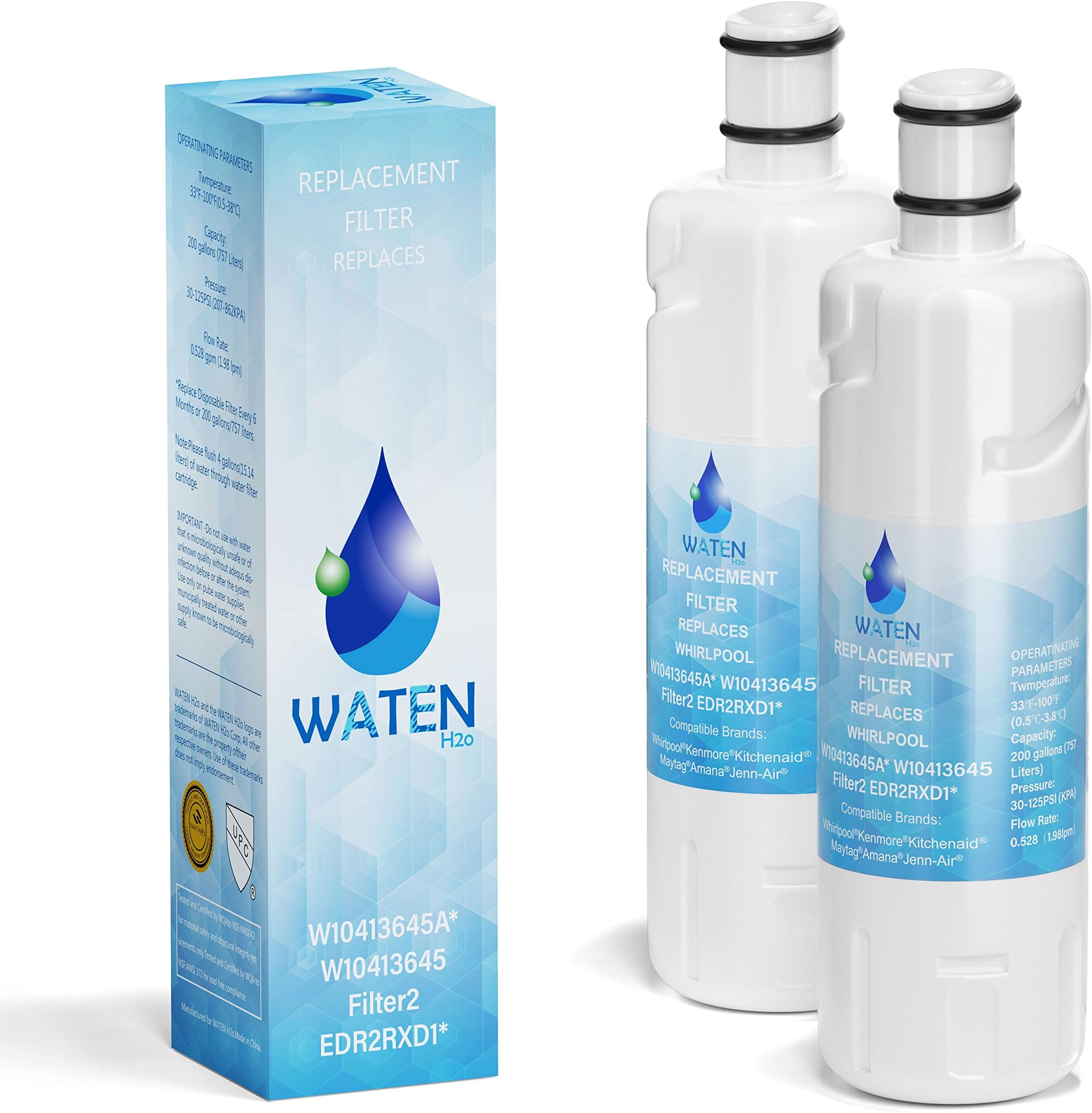 3-Pack Refrigerator Water Filter Replacement – Compatible With W10413645, EDR2RXD1, W10238154