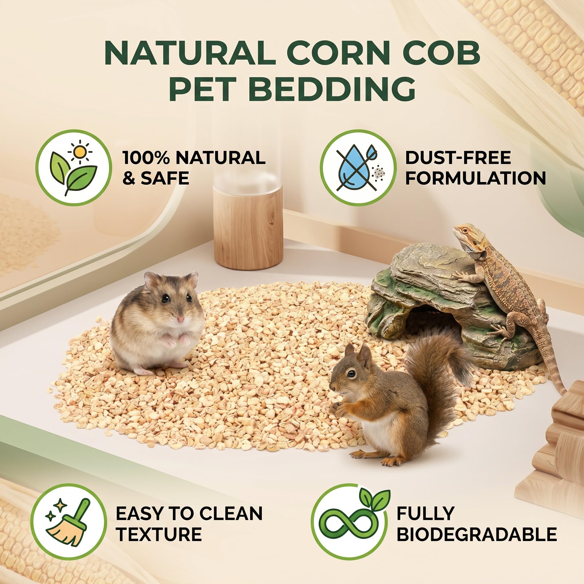 Litière Pour Hamster Granulés D'Épis Maïs Sans Poussière Pour Lit D'Animal Compagnie Lapin Écureuil Hamster Gerbilles Chinchillas Litière Pour Animaux Compagnie Avec Granulés D'Épis Maïs Naturels