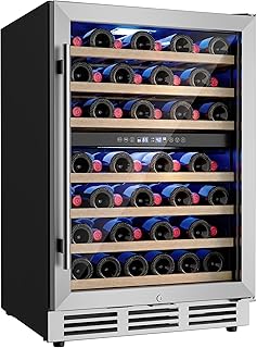 24 inch Wine Fridge Cooler, 54 Bottle Dual Zone Wine Fridge, 40-65°F Built in&Freestanding Under Counter Wine Refrigerator with glass door, Wine Cooler for Home Office, Safety Lock