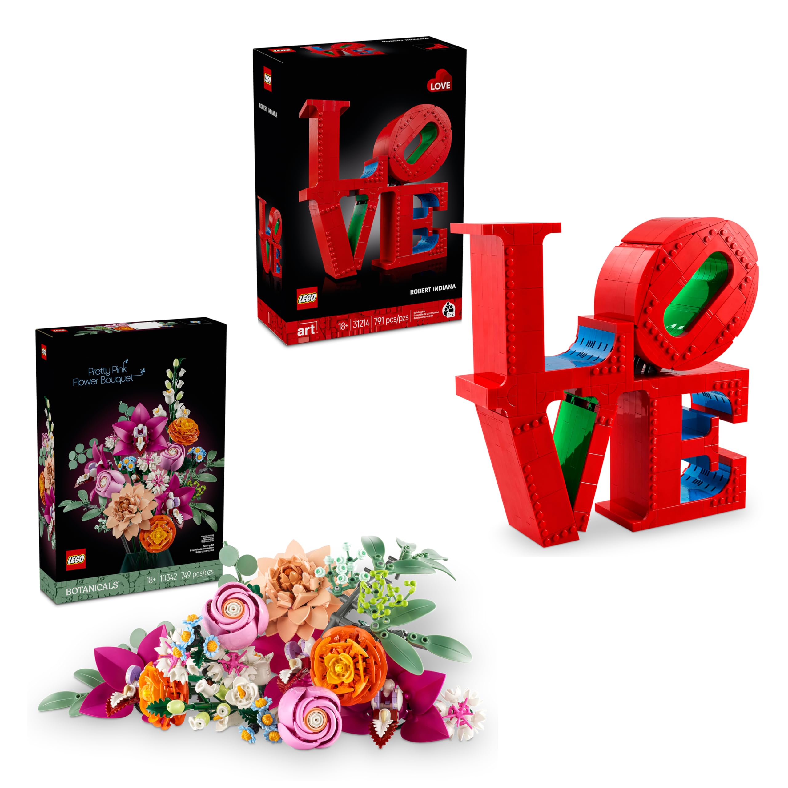 Bundle of LEGO Art Love Botanicals Pretty Pink Flower Bouquet Building Sets - Gift Ideas for Men Women