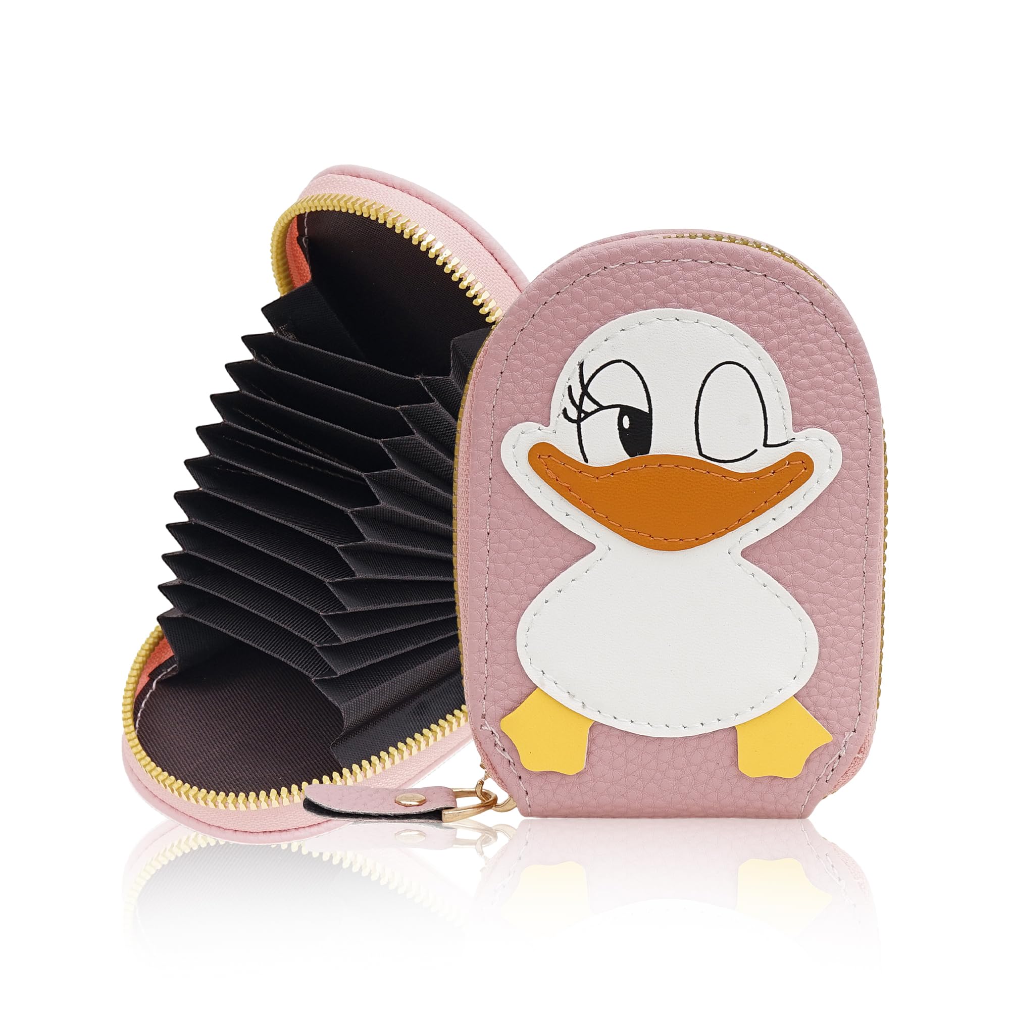 riavel Card Holder Wallet for Women – Cute Duck Designed Girls Wallet | 11 Card Slots Slim Wallet, Faux Leather Small Purse with Zipper, Easy to Fit in Pocket & Bag | Perfect Gifts for Woman- Pink-picture-37