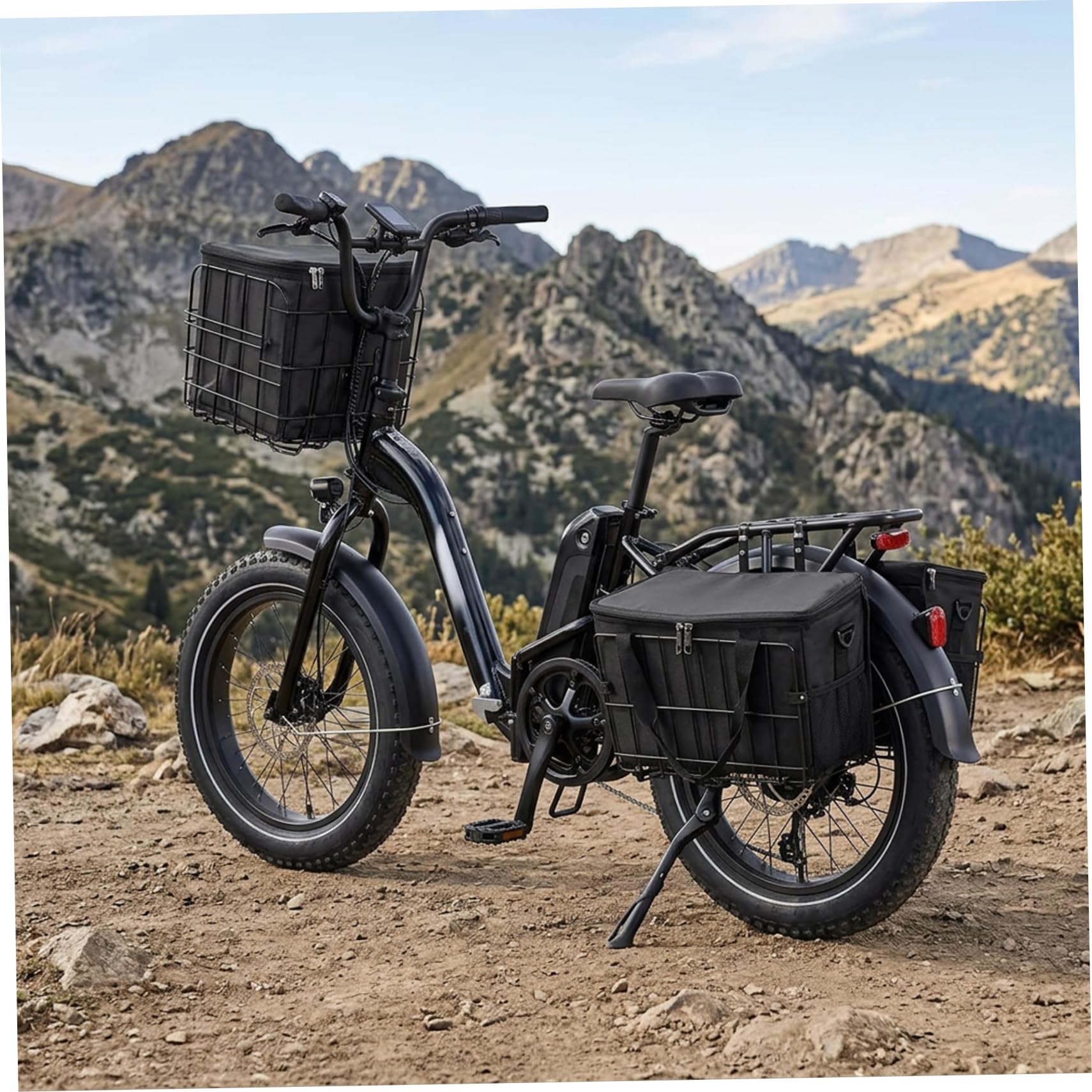 Cesta Delantera para Bicicleta, Cesta de Metal Plegable Resistente con Bolsa Interior, cestas de Carga de fácil Montaje para montaña, Ciudad, Accesorios para Bicicletas eléctricas, para