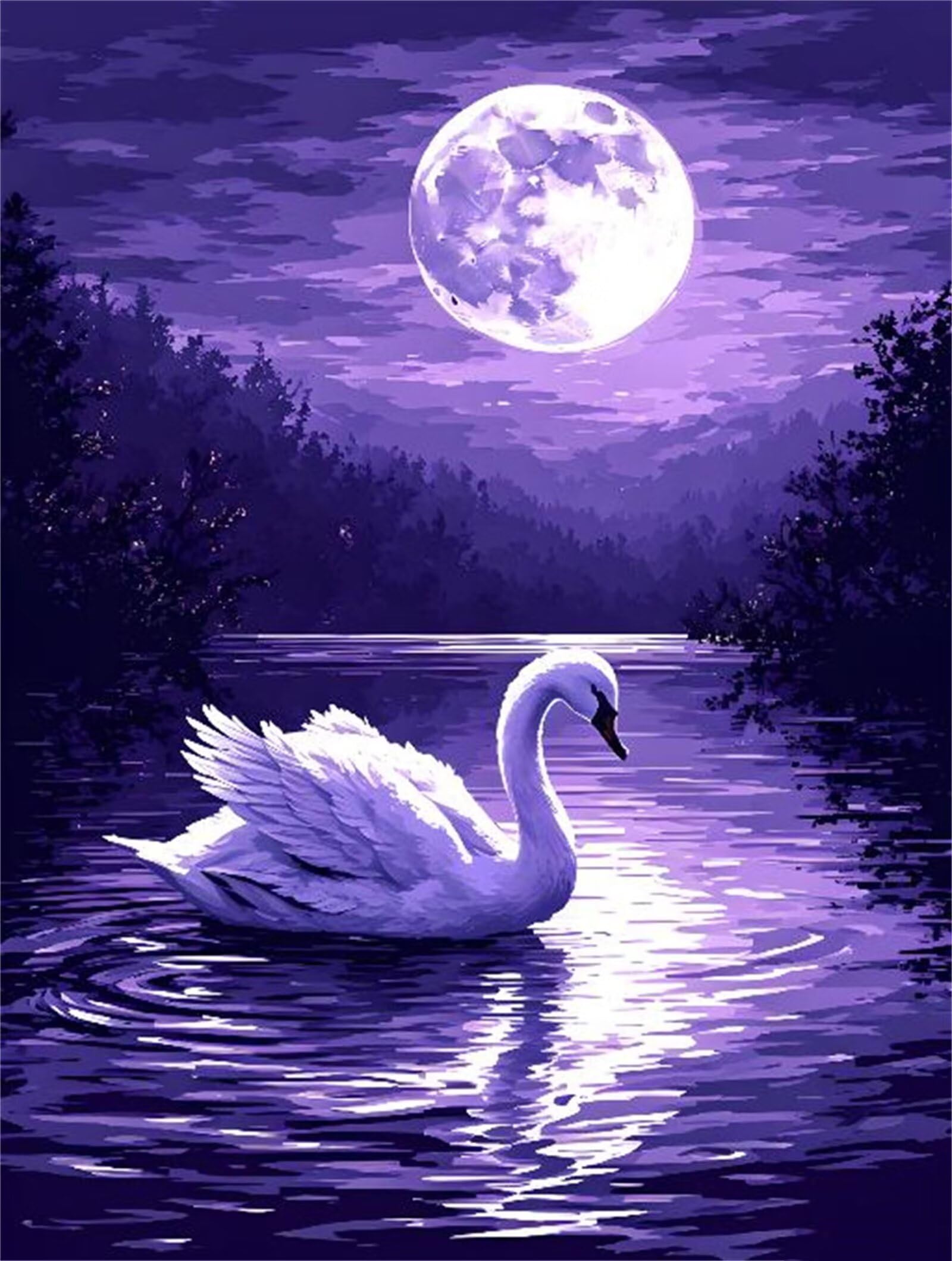Kit de Pintura por Números, Luna Cisne Pintar por Numeros Adultos Niños, DIY Paint by Number Kit con Pinceles y Pinturas Acrilicos, Lienzos para Pintar Pinturas Hogar Decoración 20x30cm s-6151