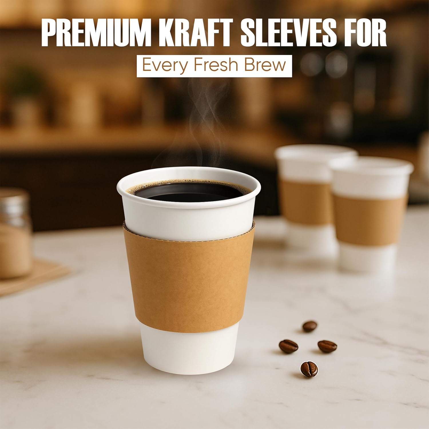 Concession Essentials Disposable Coffee Cup Sleeves – Kraft Paper Insulated Hot Cup Holders for 8oz–20oz Cups – Protect Hands from Heat – Eco-Friendly, Recyclable Drink Sleeves – Pack of 500ct - Image 4