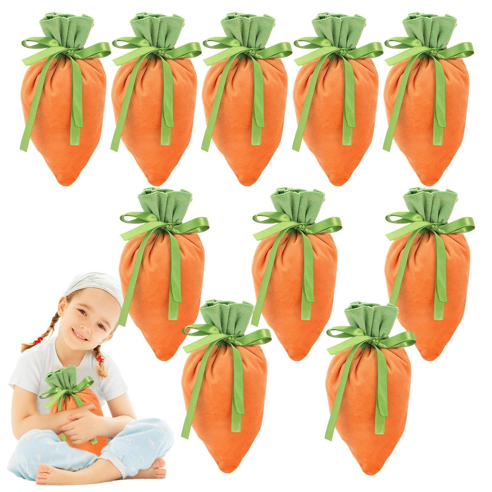 Bavokon 10 Easter Bags Velvet Jewelry Bags,Easter Bunny Bags Rabbit Velvet Bags Easter Carrot Velvet Jewellery Baskets Easter Candy Bags With Drawstring For Easter Decorations Cookie Snack