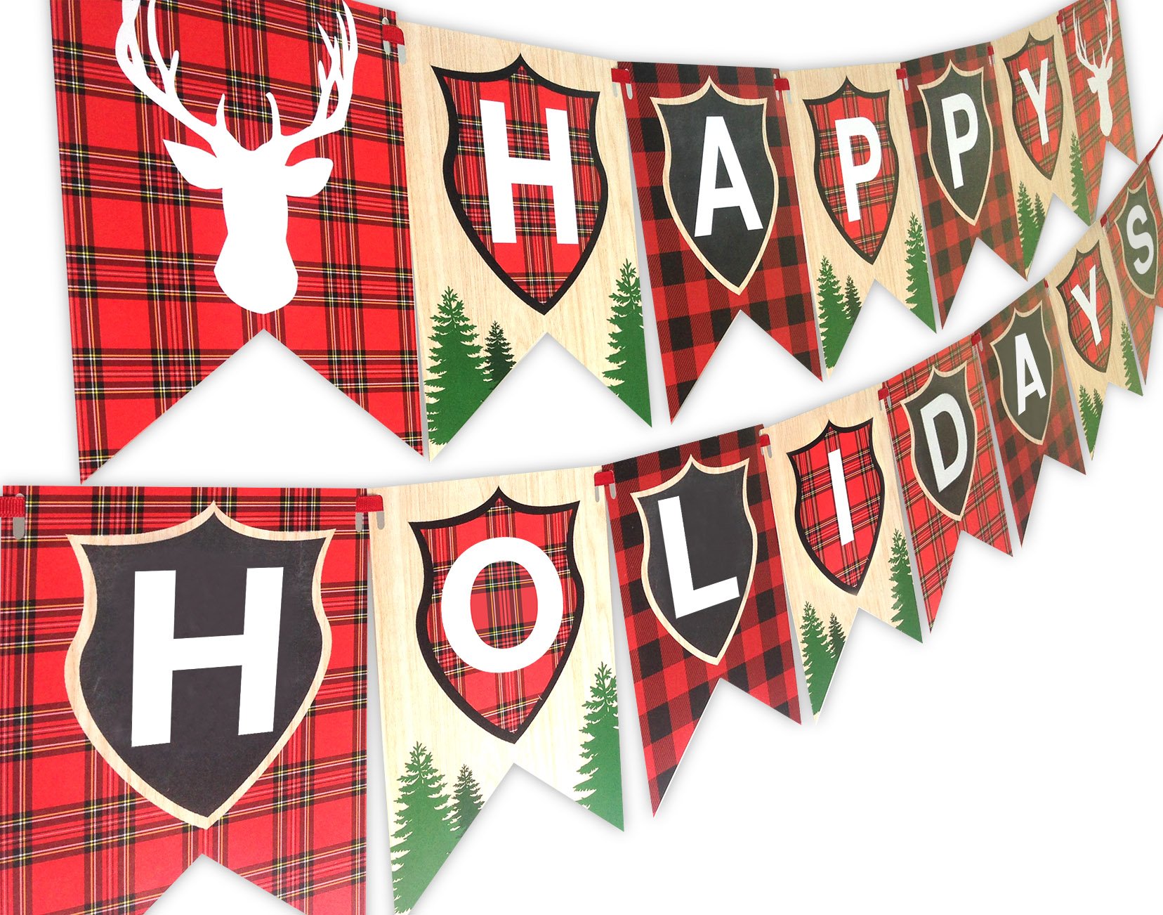 Woodland Reindeer Happy Holidays Banner Pennant Christmas Banner HH
