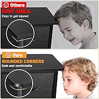 Vista 2 de Cómoda de perfil curvado para dormitorio, cómoda de 4 cajones de tela con parte superior de madera impermeable, cajonera para pasillo, sala