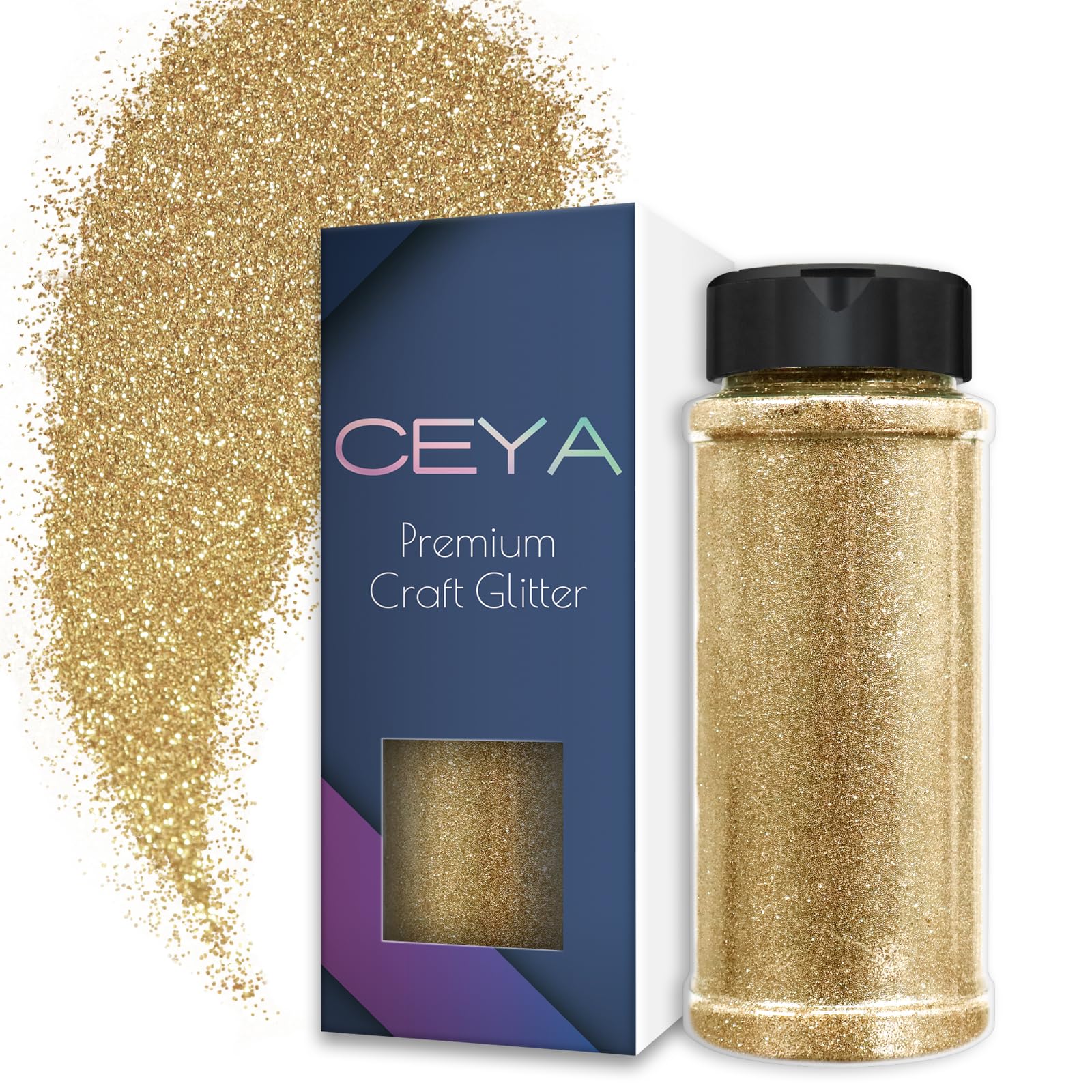 Ceya 3.8oz/ 110g Ultra Fine Glitter Powder Champagne Gold Glitter 1/128” 0.008” 0.2mm for Resin Tumbler Jewelry Nail Art Face Body Festival Makeup Scrapbook Wedding Cards Painting Arts