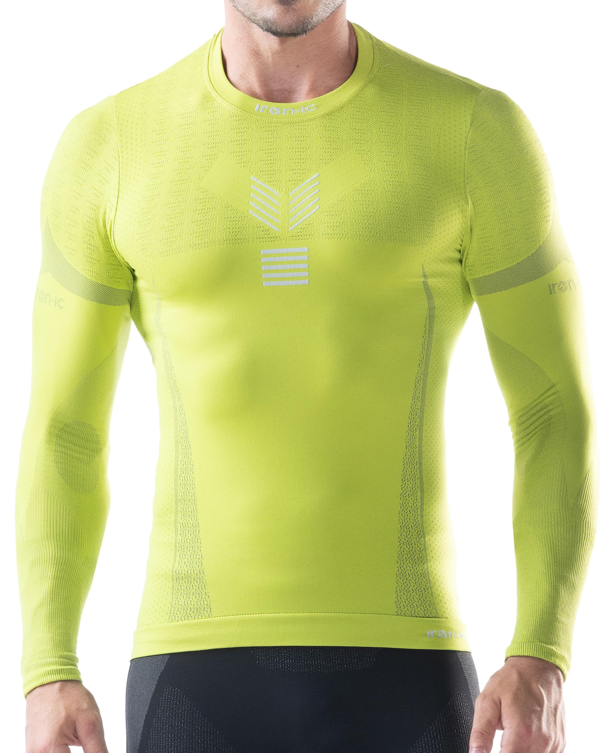 Iron-Ic - Camiseta térmica de manga larga para hombre sin costuras nivel 2, transpirable y antibacteriana, baselayer técnico para entrenamiento y al aire libre - Art. 201658