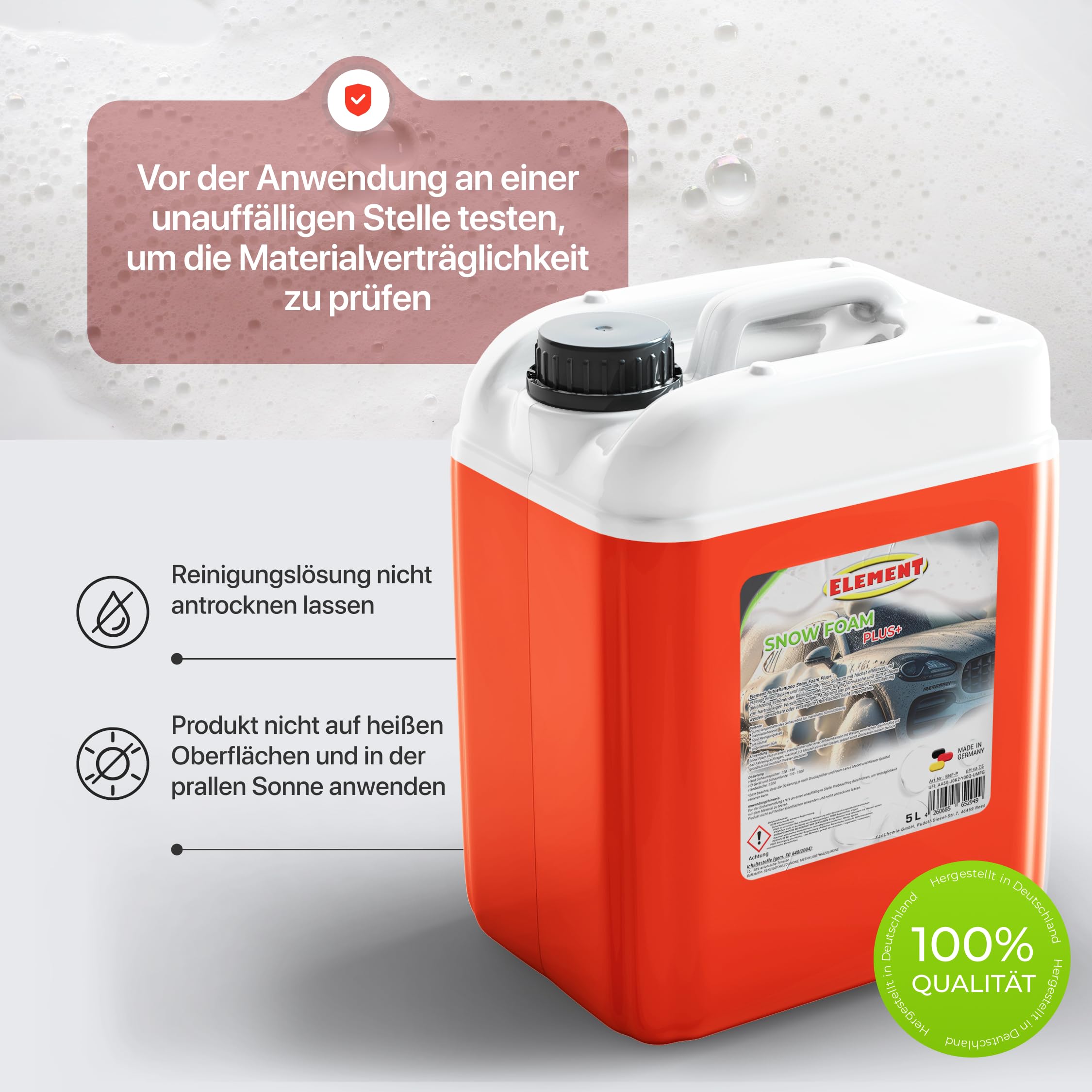 SNOW FOAM PLUS | pH-neutral | Autoshampoo | 5 Liter | Fahrzeugreiniger mit Duft | schonende Vorwäsche mit dichtem Schaum