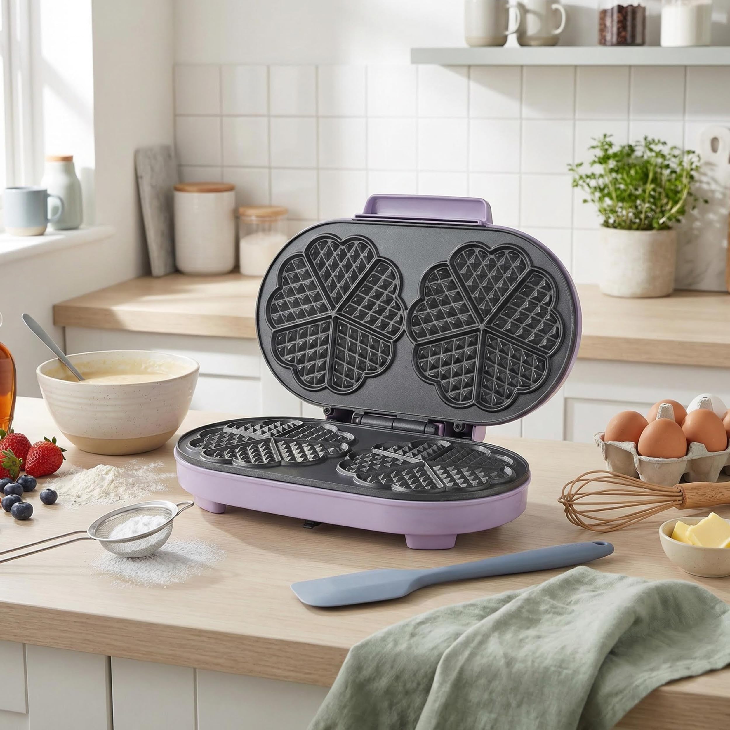 Giles & Posner Sorbet Gloss Piastra per waffle doppio cuore, 34 cm, 1400 W
