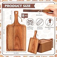 Vista 2 de Tanlade 16 tablas de cortar de madera de acacia con asa, tablas de cortar decorativas para charcutería, pizza, pan, queso, bandeja para servir
