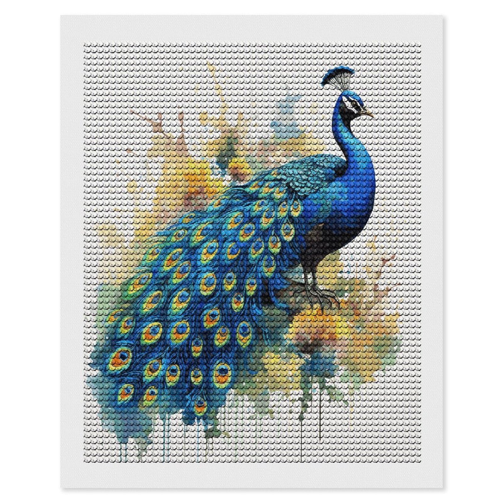 JTREHY Peacock Watercolor Painting Diamond Art Kits Personalized DIY Round Diamond Painting Kits for Beginner Full Drill Diamonds Dots Paintings for Adults Gem Art Crafts Home Decor