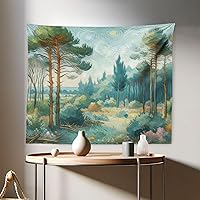 Vista 124 de Ambesonne Tapiz de naturaleza, silueta de oso salvaje en el bosque de la selva en la noche oscura, ilustración para colgar en la pared para Verde