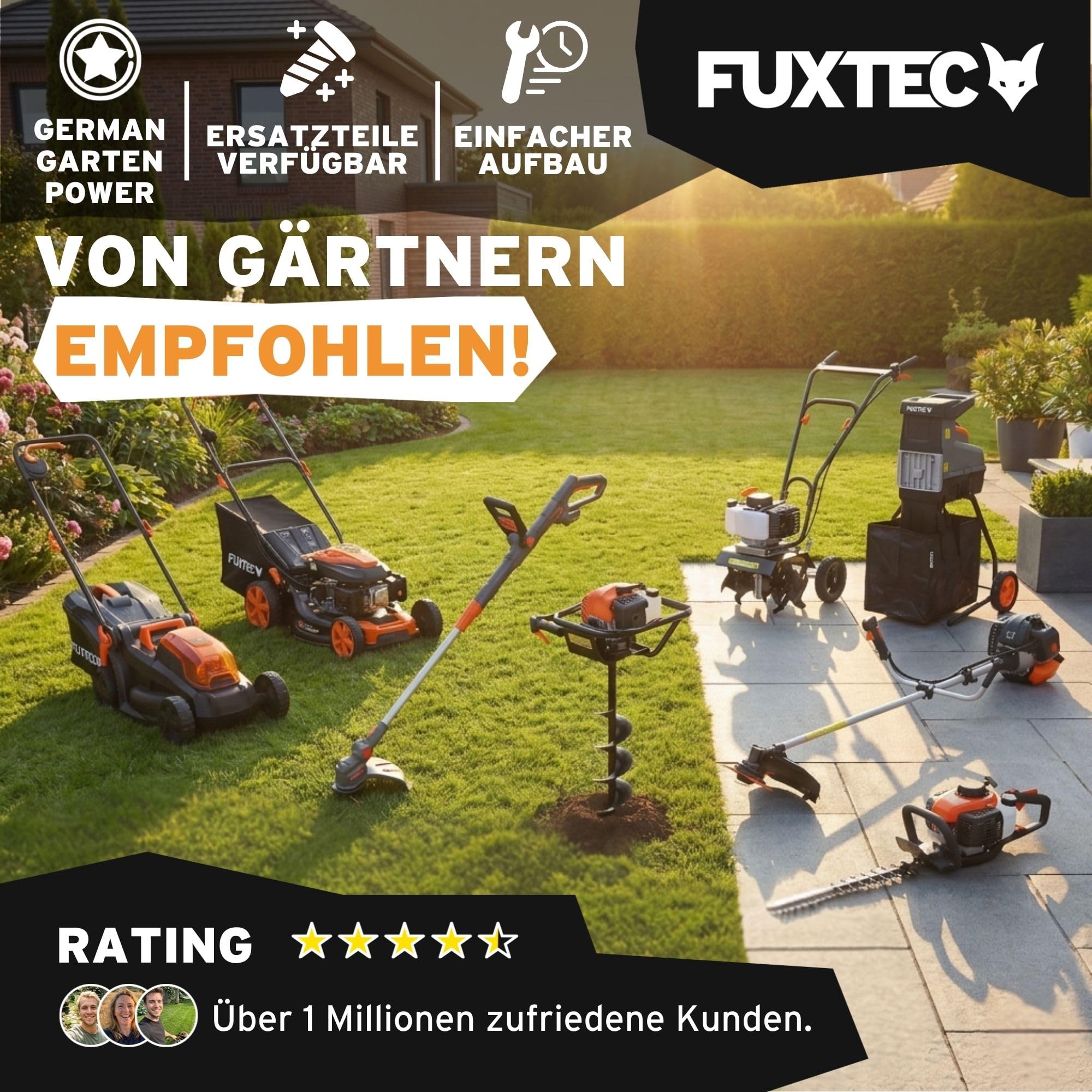 FUXTEC 40V Akku Rasenmäher FX-E2RM46PROSET • 2X 5Ah Akku und Schnellladegerät • Rasenmäher mit variablem Antrieb • 46 cm • Schnitthöhe 25-100 mm • Mulchfunktion • 50L Fangkorb