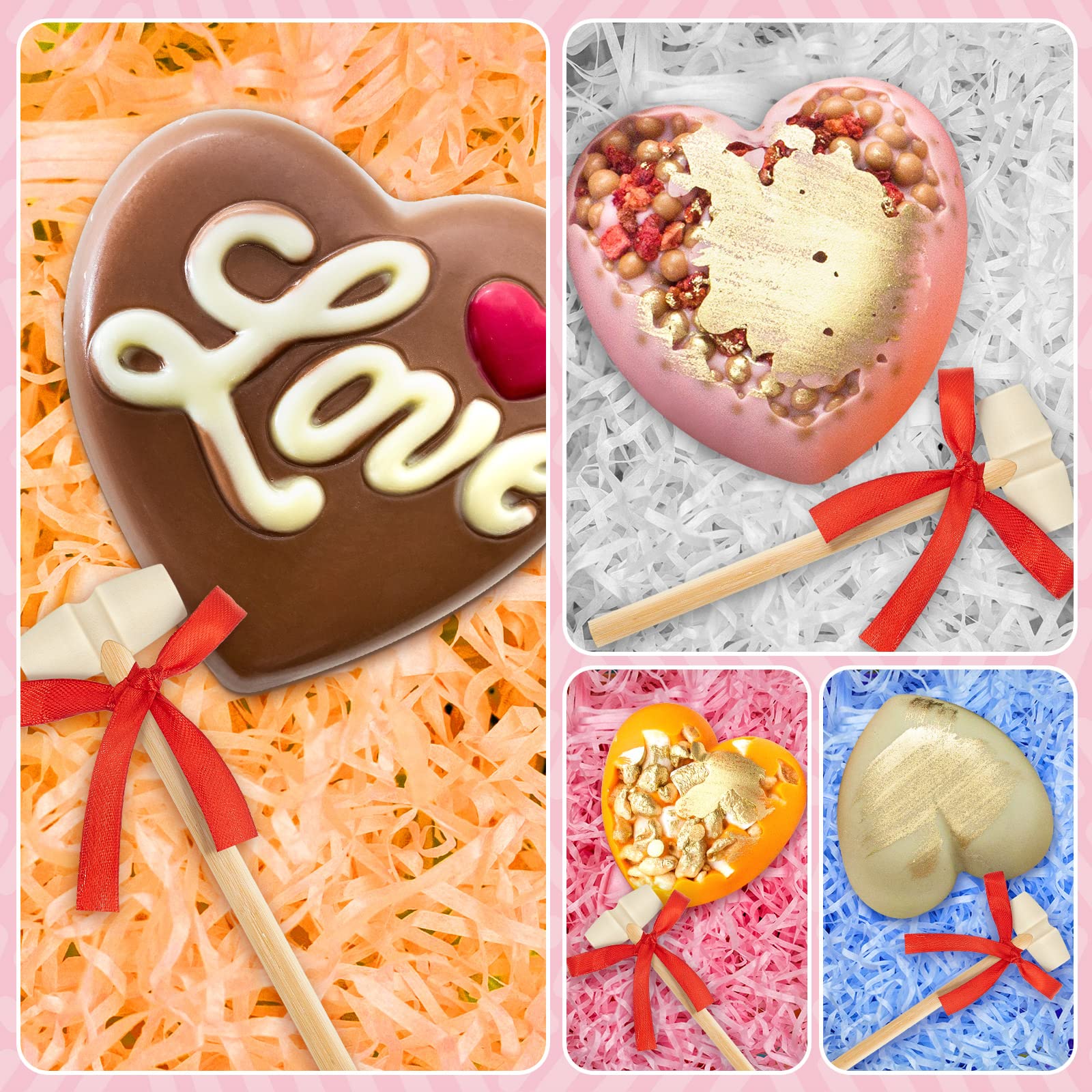 Mini Wooden Hammers for Chocolate - Valentine's Day Decor -5