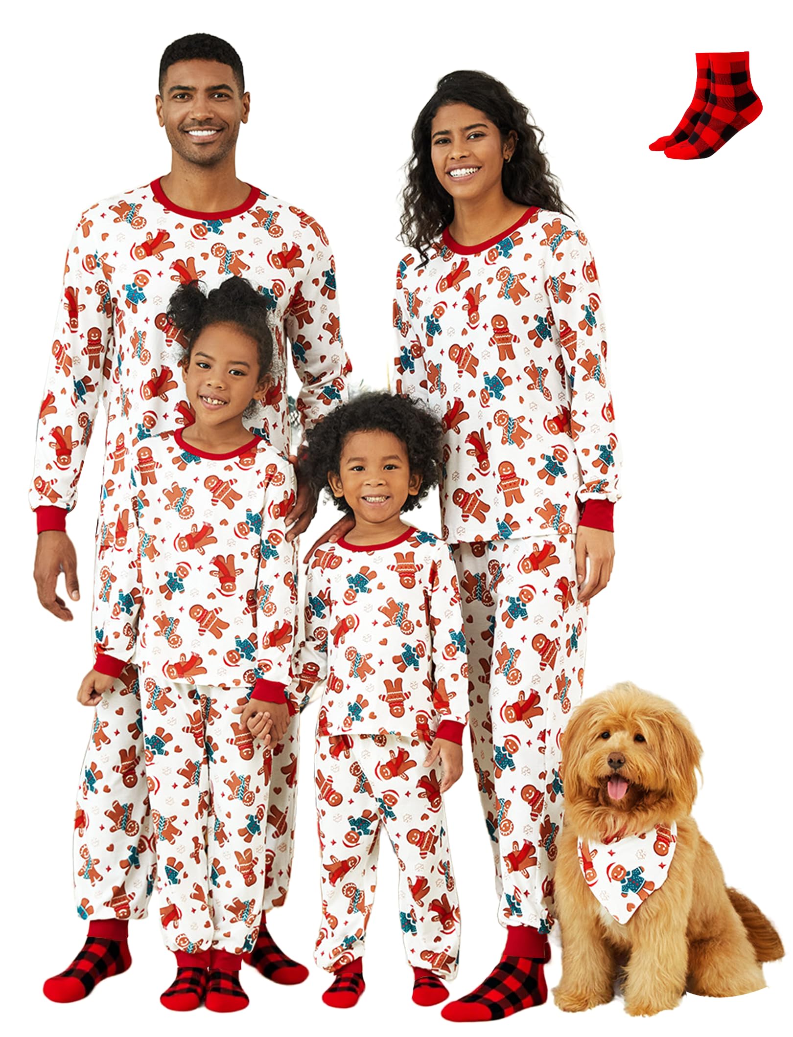 PATPAT Christmas Family Matching Pajama Sets Includes Christmas Socks - Perfect for Family Photos & Holiday Celebrations