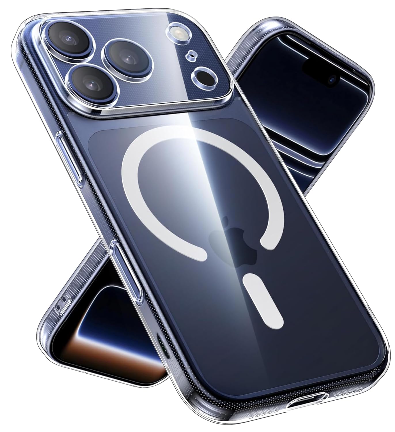 Clear Hybrid Magnetic Hard Case Cover for iPhone 17 Pro Max, PC+TPU, Anti-Yellowing (Transparent with MagSafe, iPhone 17 Pro Max)