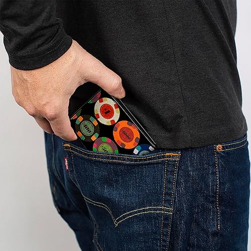 Miniatura 5 de Buckle-Down Billetera plegable de PU para hombre, fichas de póquer 1, multicolor, 4.0" x 3.5", Varios colores