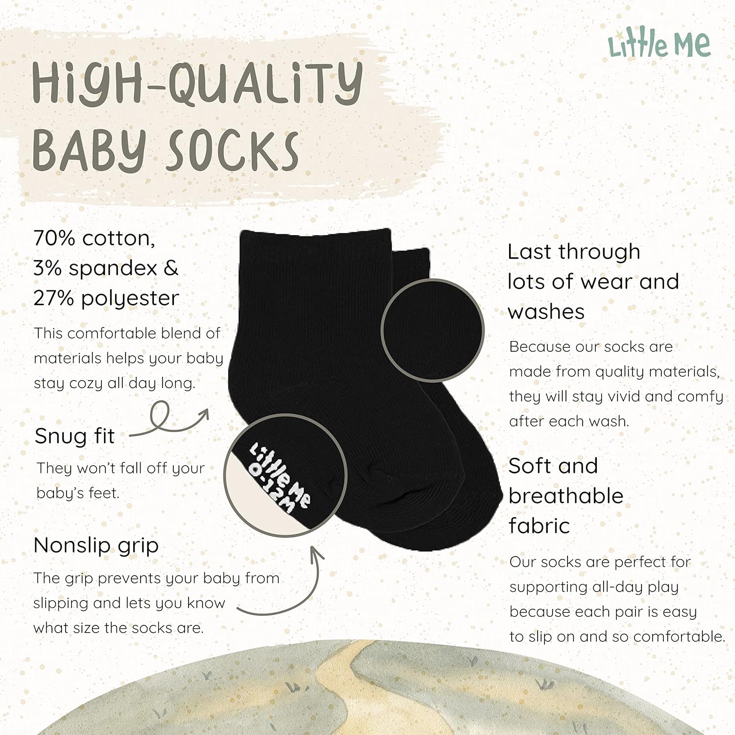 So'dorable 20 Pack Newborn Baby & Infant Boys & Girls Socks, Assorted Size Pack (0-12 Months & 12-24 Months), Non-Skid Grips, Non-Shrink - Image 2