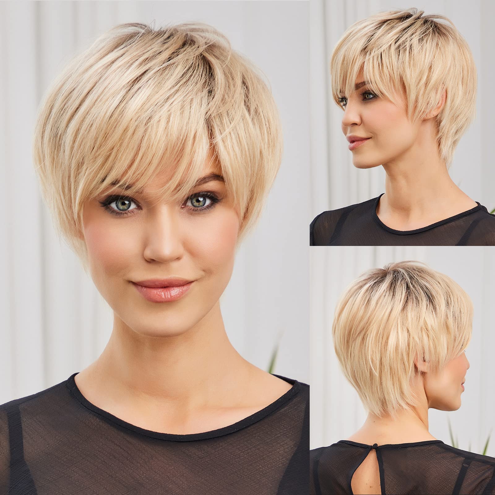 Amazon.com : HAIRCUBE Short Ombre Blonde 100% Human Hair 