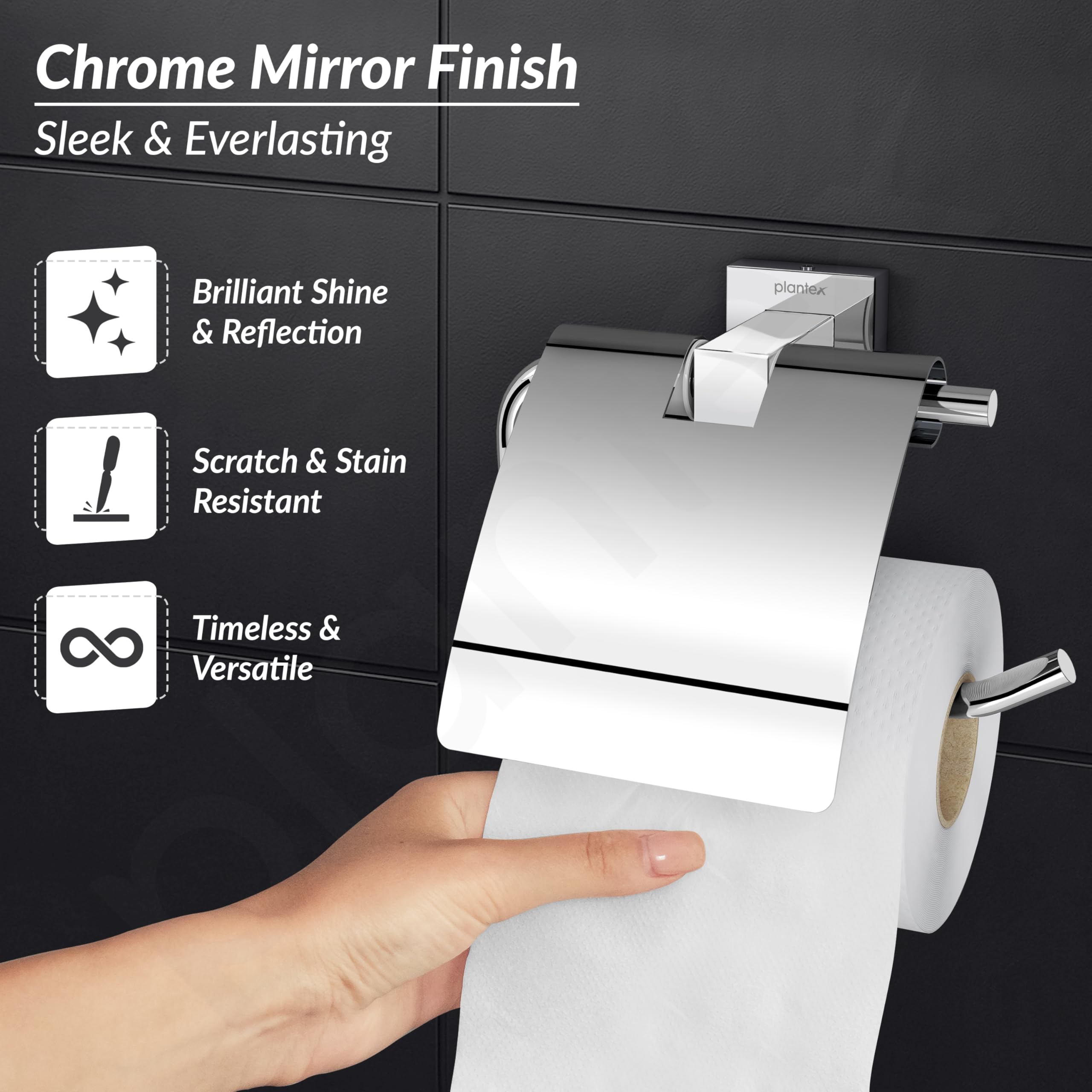 Plantex 304 Grade Stainless Steel Toilet Paper Holder/Toilet Paper Roll Holder/Toilet Roll Holder for Bathroom Accessories - Pack of 2 (Chrome) 3