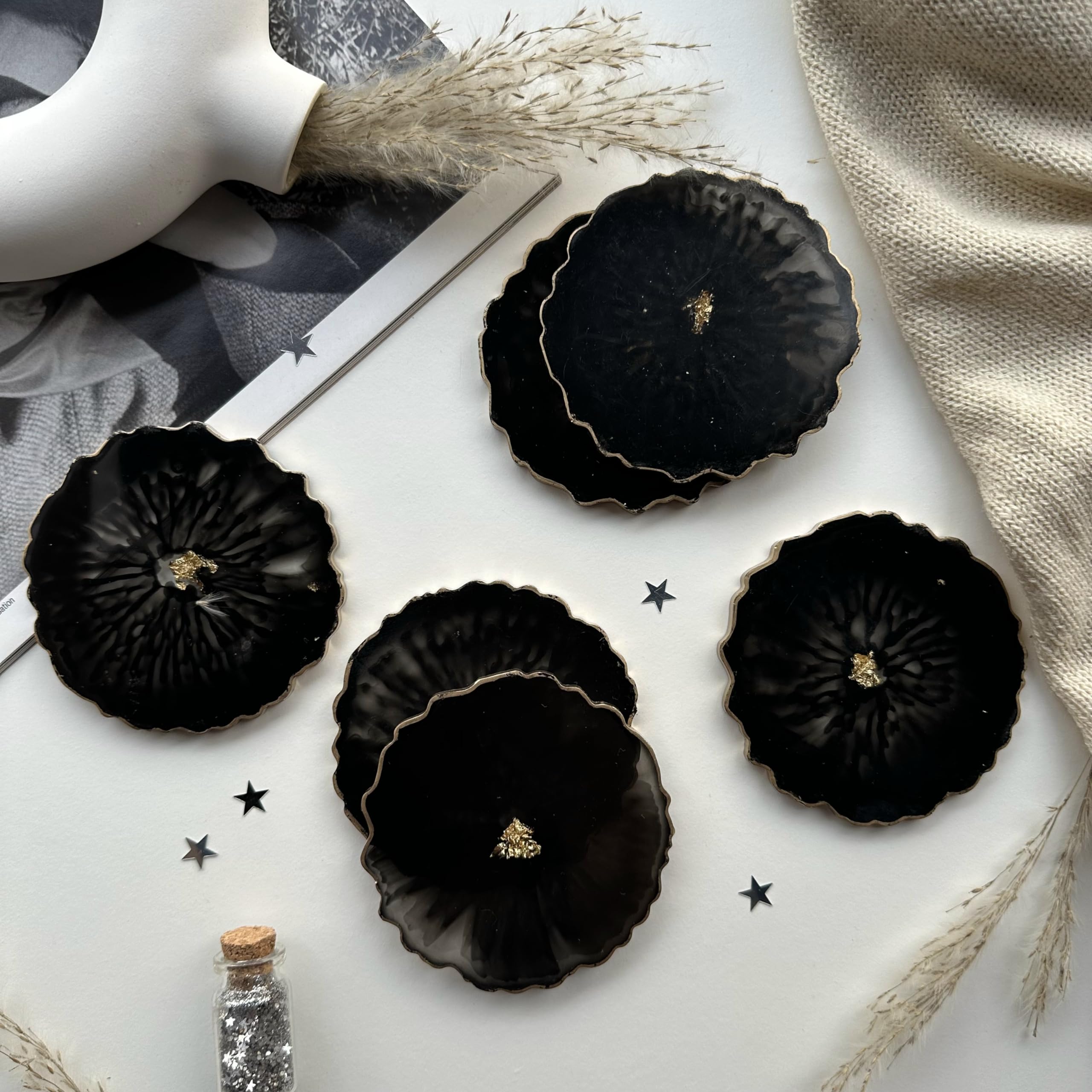 ITZYL Handcrafted Premium Resin Coasters - Elegant Black Modern Design for Bars, Kitchens, Homes, and Dining Tables |3.5 × 3.5 inches Set of 6 (B0CQ7PW4FS) Amazon Price History, Amazon Price Tracker