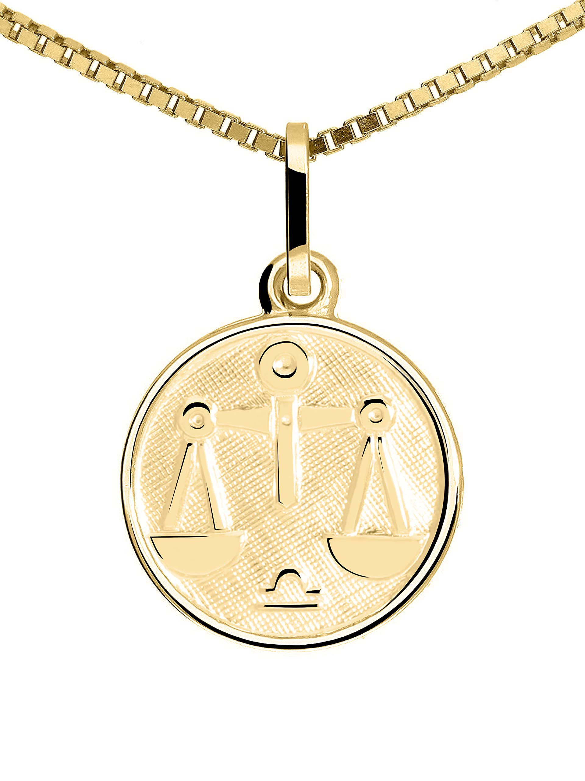 My Gold Pendentif Signe du Zodiaque Balance (Sans Chaîne) Or Jaune Or Véritable 333 (8 Carats) Ø 12mm Rond Signe du Zodiaque Rond A-06017-G303-Waa