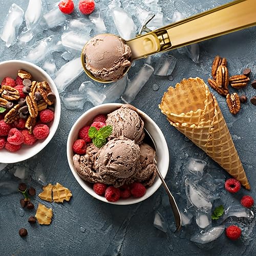 Miniatura 3 de Cuchara de helado de alta calidad con gatillo de acero inoxidable, cuchara de metal resistente para helados, apta para lavavajillas, perfecta para