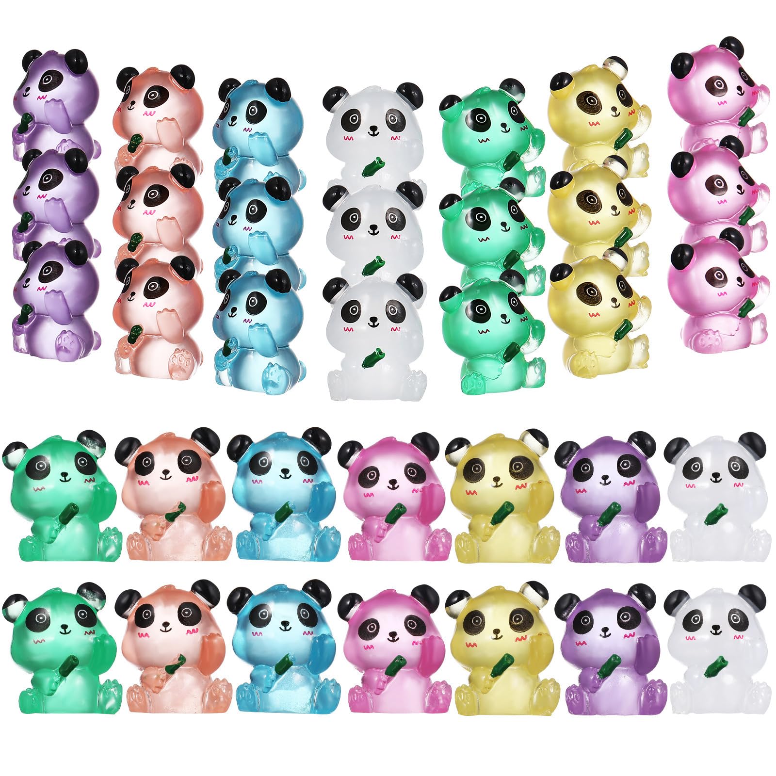 Veilleuse décorative nocturne en forme de mini pandas phosphorescents multicolores pour l'extérieur