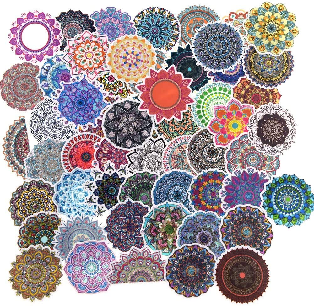 Decor Production Pack of 100 Vinyl Waterproof Multipurpose Mandala Art Stickers for Kids, Scrapbooking, waterbottles, Electronic Gadgets-image-10