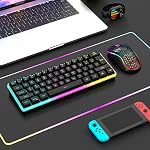 Combo clavier et souris de jeu sans fil RedThunder 60% avec batterie rechargeable, clavier mécanique ultra-compact à sensation mécanique RGB, souris optique légère ergonomique en nid d'abeille pour le jeu/les affaires
