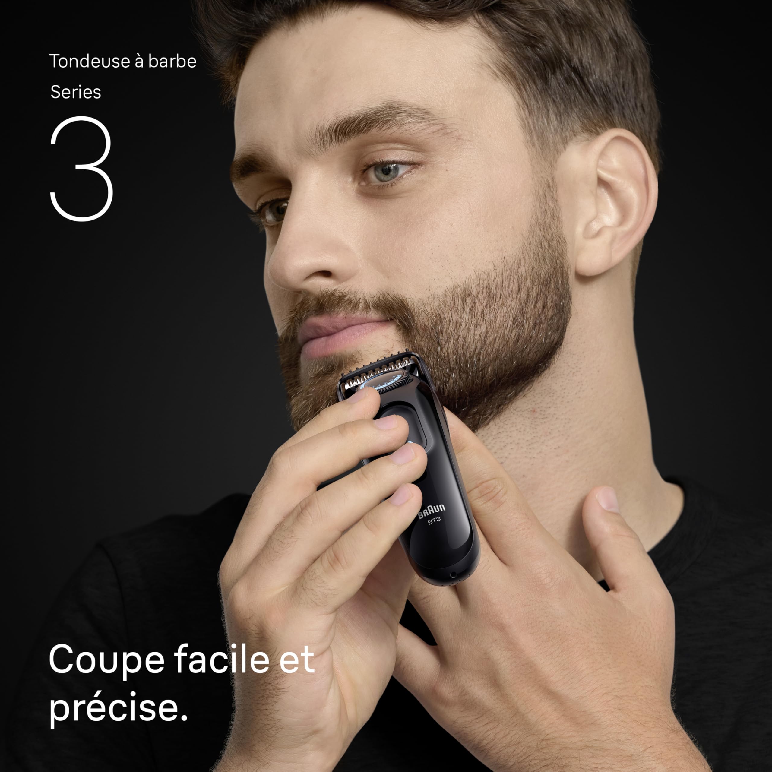 Braun Trymer do brody Series 3, elektryczny trymer do brody dla mężczyzn, 6 akcesoriów, ultraostre ostrze ProBlade, czas pracy baterii 50 min, bezprzewodowa golarka do brody, 40 długości, wodoszczelna