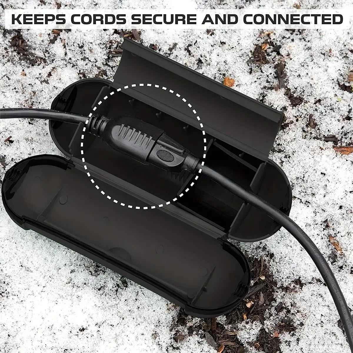 Outdoor Extension Cord Safety Cover, Heavy Duty PVC Waterproof Seal, Protect Outlets Plugs Sockets for Garden Patio Yard, Black — view 3