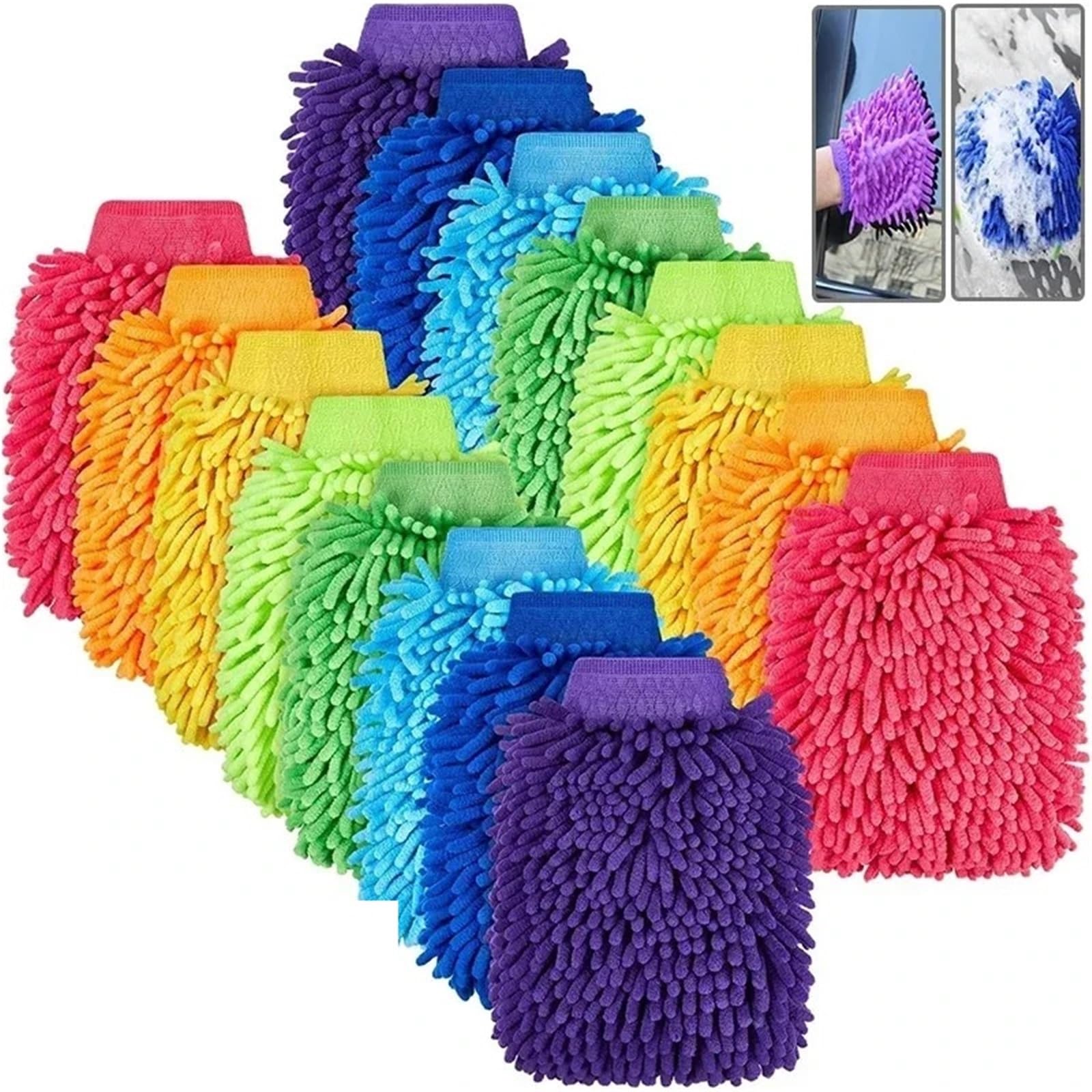 16 Guantes de Microfibra for Lavado Coche, Esponja ultraabsorbente, Herramienta Limpieza para Lavado de Autos