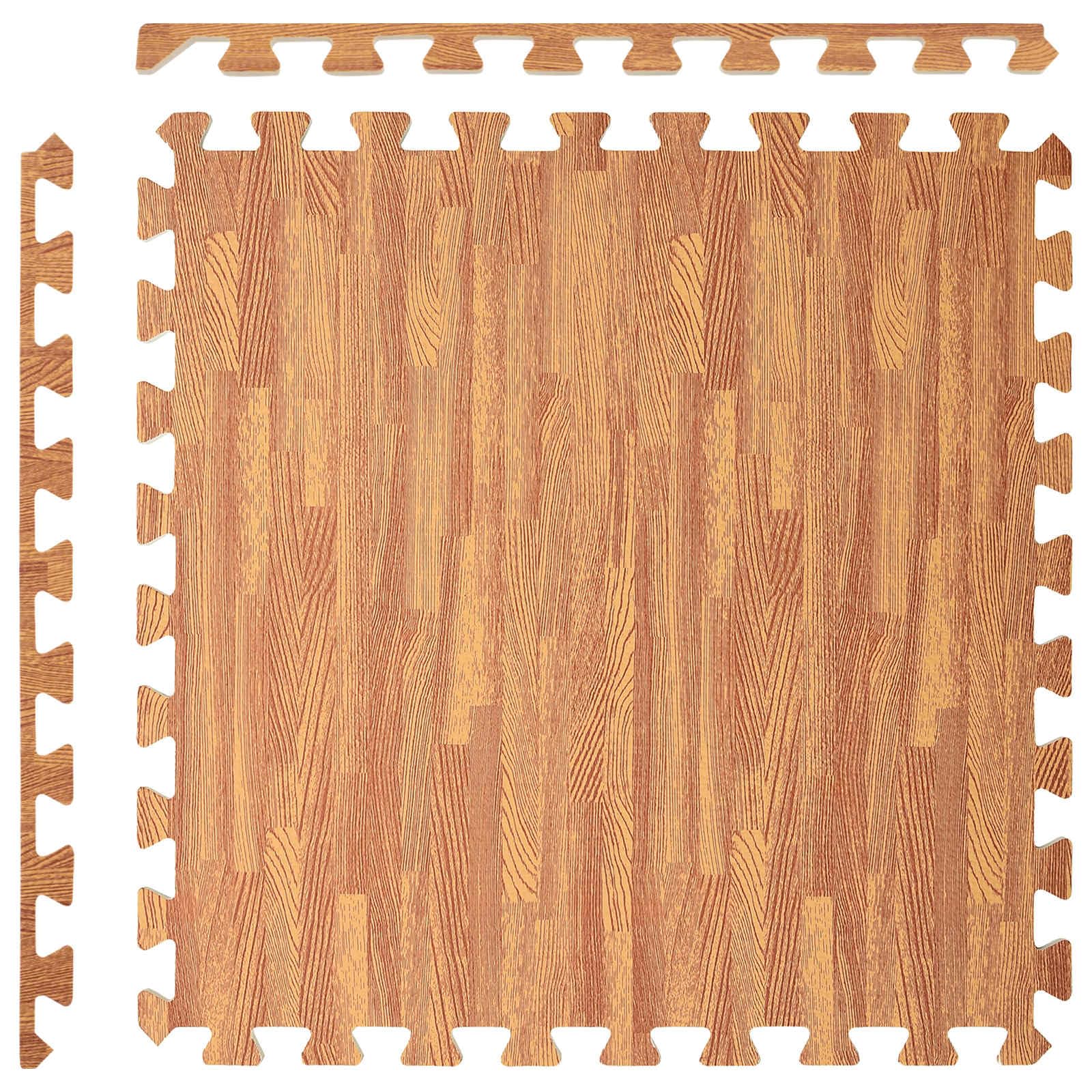 Fußmatten 40 Stück Puzzlematten Bodenmatten Holz-Optik EVA-Schaum 14,4 m² für Home Gym Fitnessraum Sport