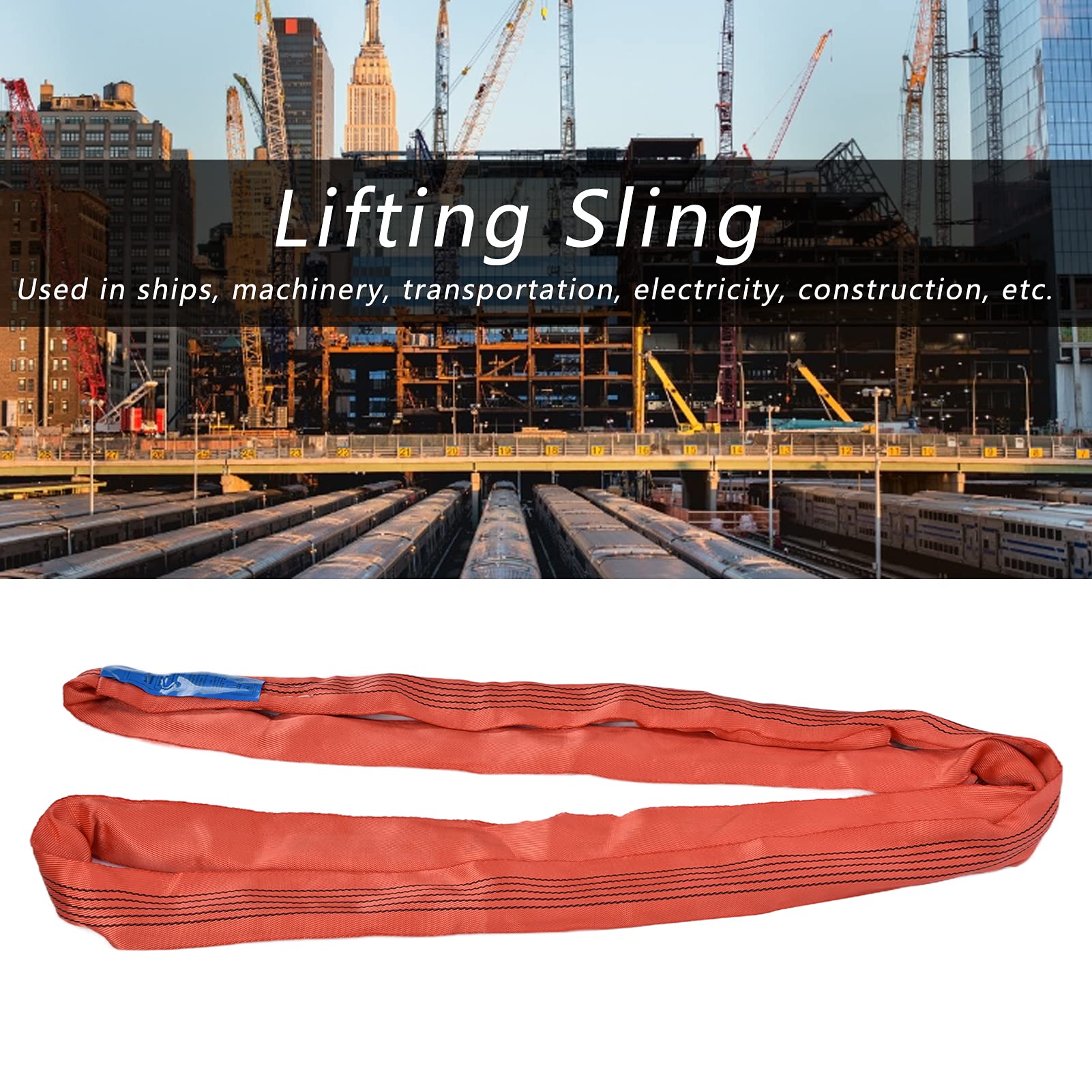 Pissente Runde Hebeschlinge, PES-Endlos-Webschlinge, 5T, 75 Mm, Rot, Einteilig Geformt, säure- und Alkalibeständig, Breite Lastunterstützung für Kran, Hafen, Schiffsmaschinentransport (Lärm (19,68
