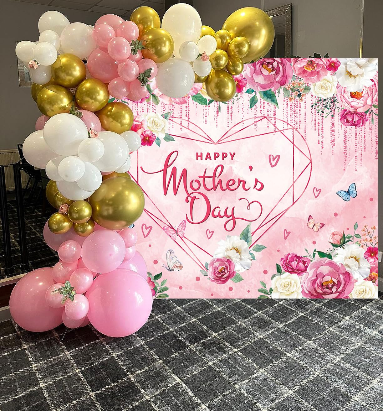Sfondo Fotografico Per Festa Della Mamma - Cuori Rossi, 210x150 Cm In Vinile, Perfetto Per Decorazioni E Foto Ricordo