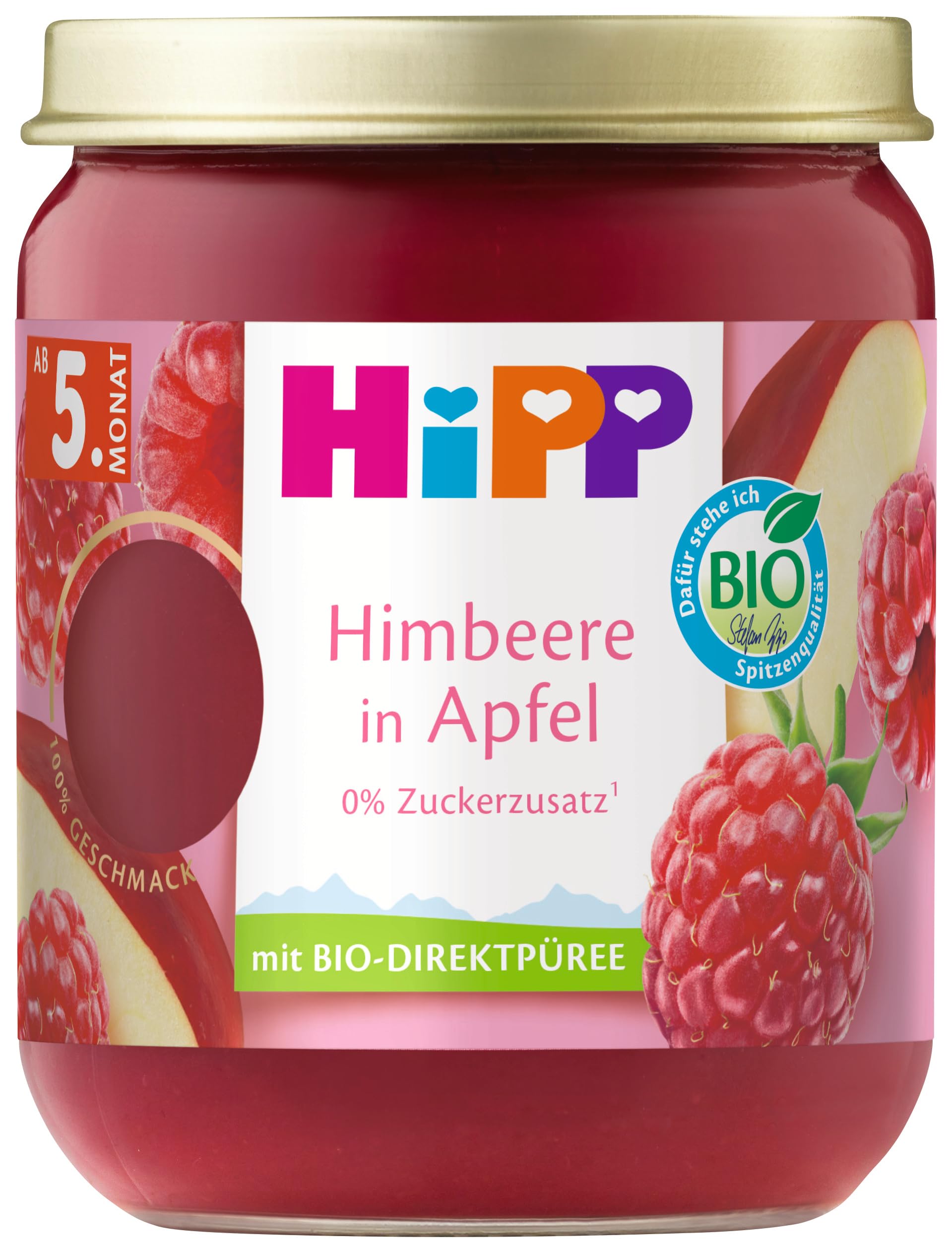 HiPP Bio Früchte Himbeere in Apfel, 6er Pack (6x160g)