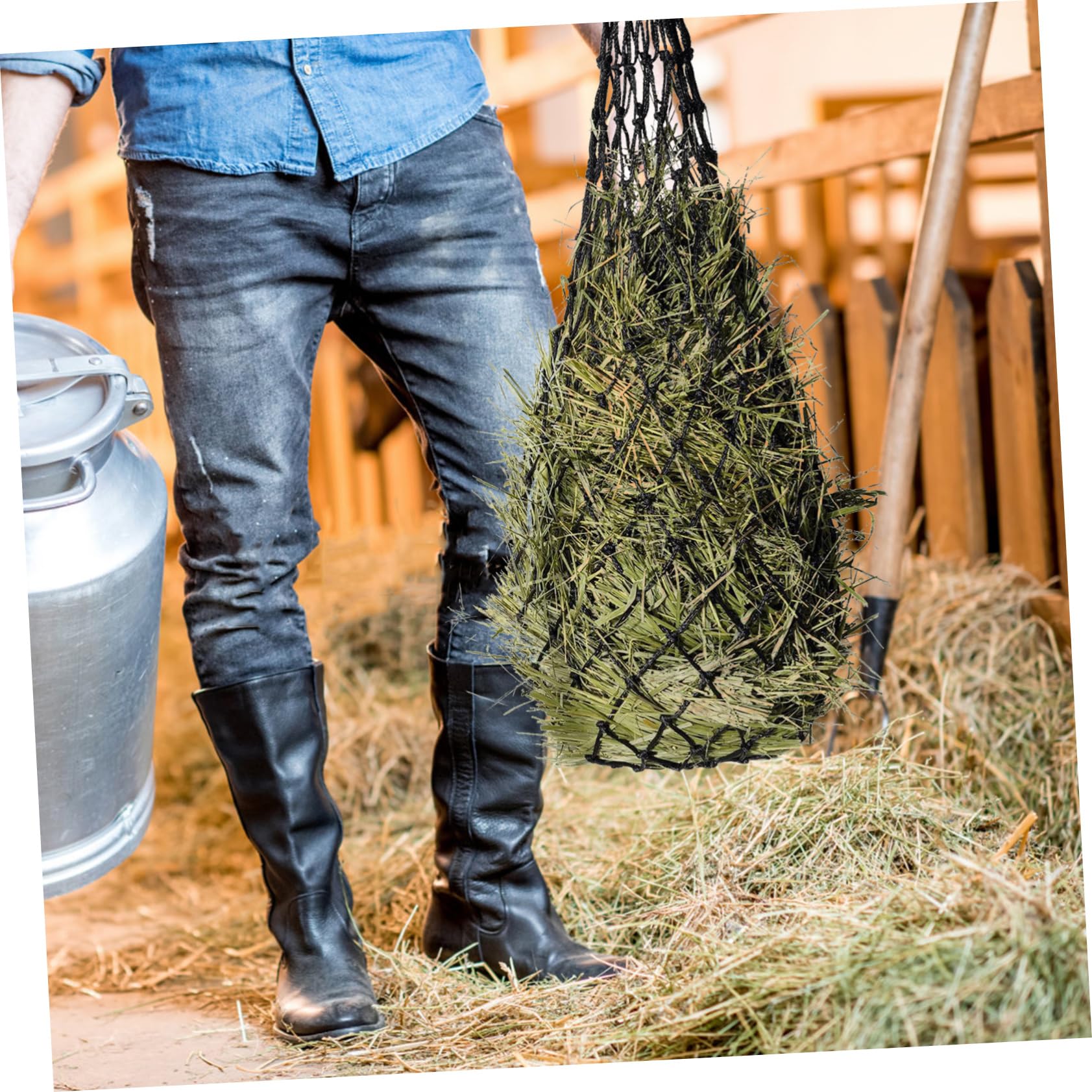 ibasenice 5 Piezas Bolsa de Alimentación Colgante Caballos Comedero Multifuncional de Malla Resistente Almacenamiento Capacidad de Limpiar y Transportar
