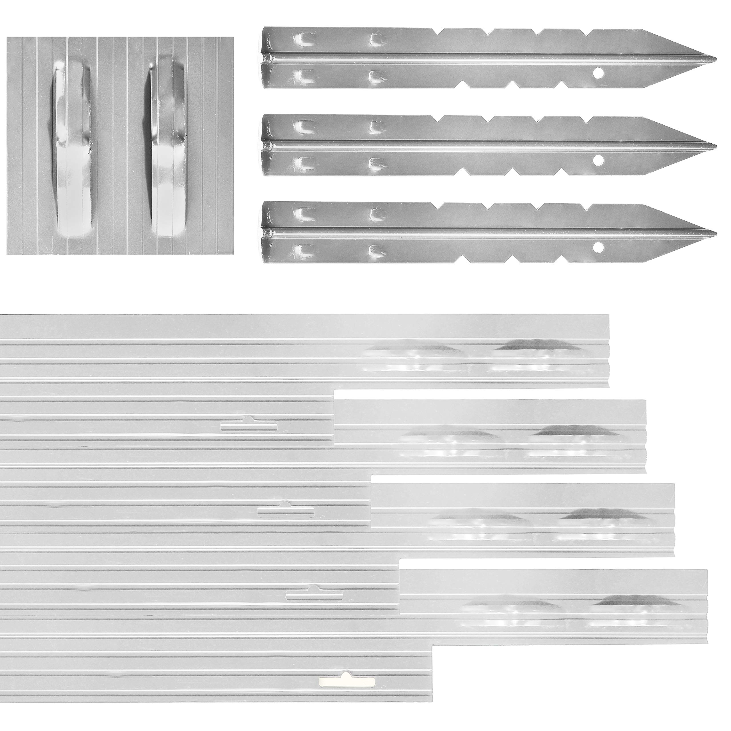 Dreamscape PRO Aluminum Landscape Edging - Easy Install Professional Landscaping Border - 5 Strips, 8ft Each (40ft Total) - Mill Finish (Natural Aluminum) - Metal Divider for Lawn, Garden, Flowerbed