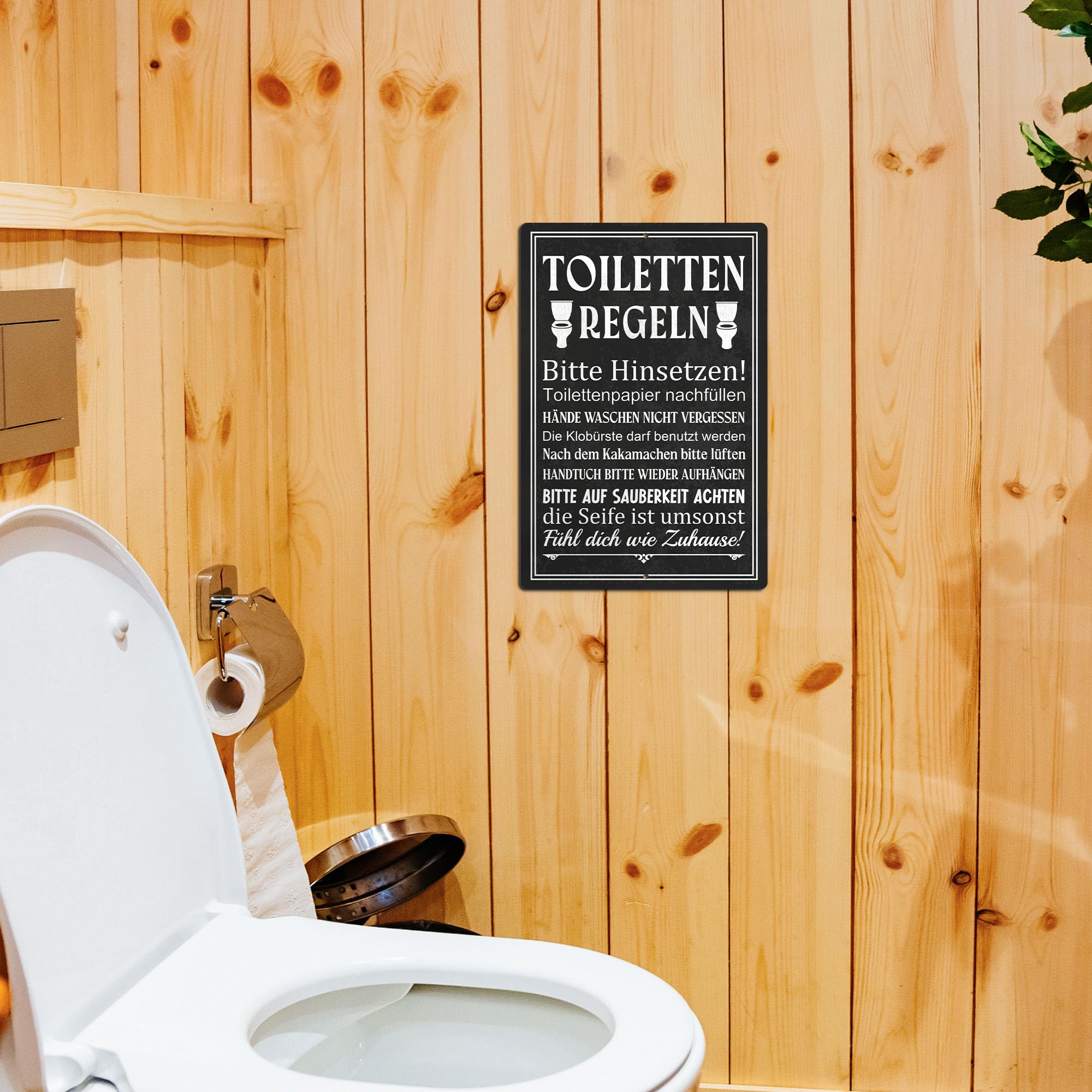 Putuo Decor Targa Da Parete Per WC – Cartello Metallico Vintage Con Regole Del Bagno – Ideale Per Decorazione Casa, Ristorante, Ufficio