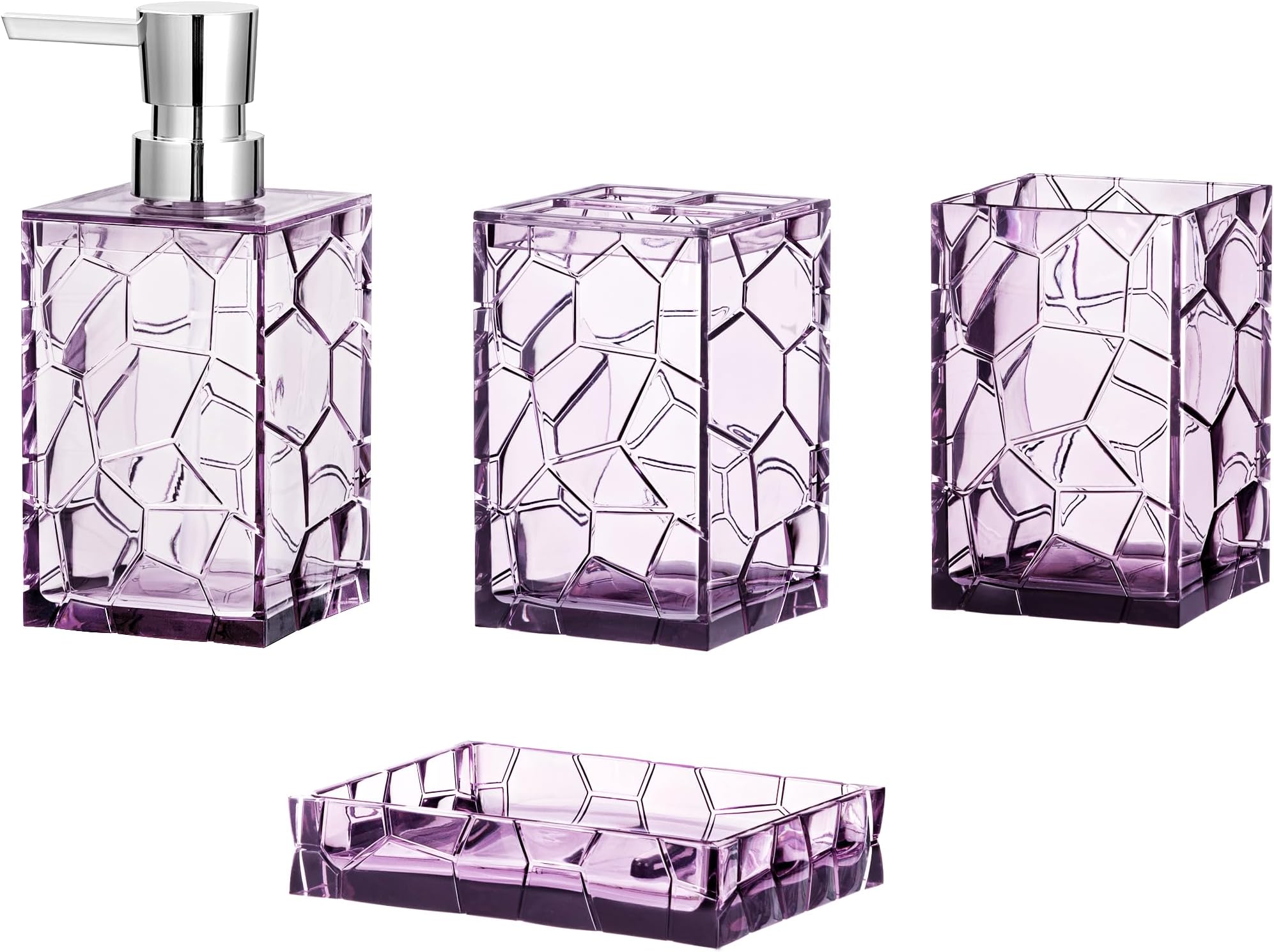 Amazon.com: Navaris Bamboo Bathroom Accessories Set - 3-Piece Bath Accessory Kit with Toothbrush ...