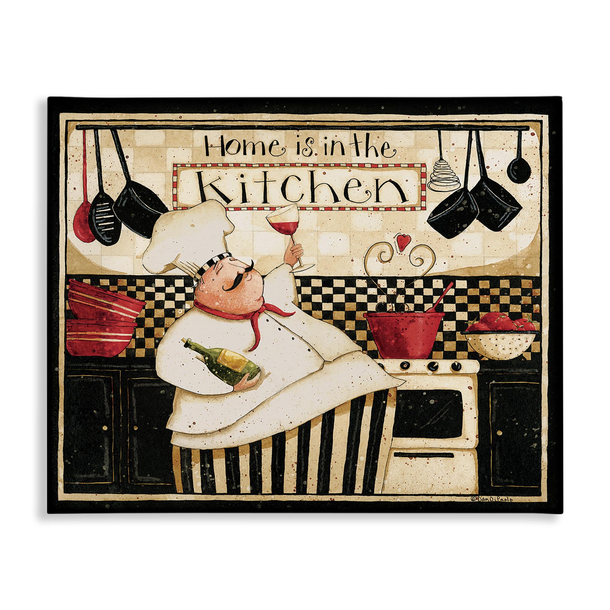 Stupell Industries Home is in The Kitchen with Happy Chef Illustration Wall Art, 16x20, Beige
