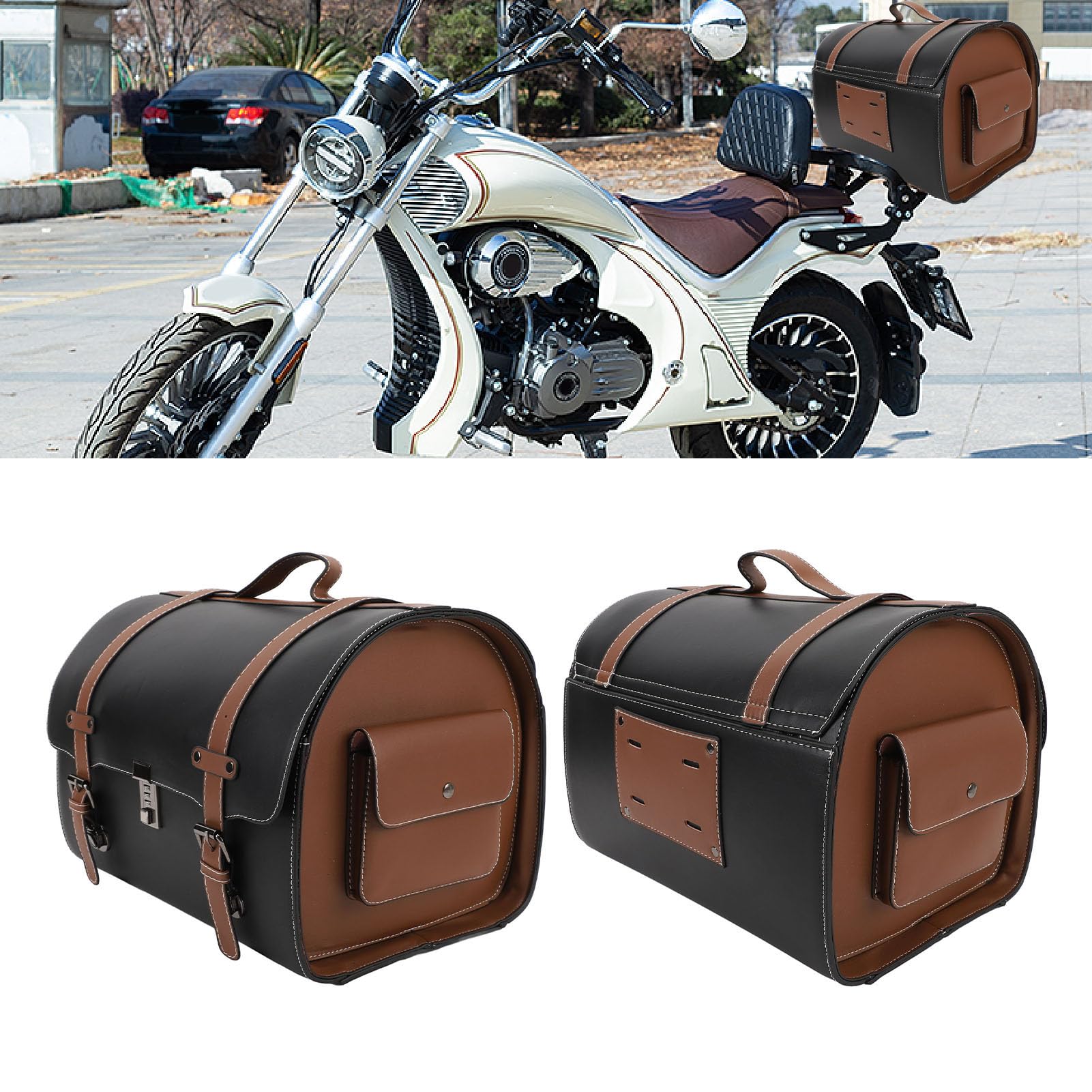 Sacoche Arrière de L, Sac de Rangement Universel et Résistant à l'eau pour Casque, avec Serrure à Combinaison, pour Scooters et Véhicules électriques (Noir avec Un Groupe)