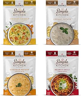 READYWISE - Simple Kitchen, Soup Favorites, Variety Pack, 8 Servings Per Pouch, Soup Mix, Family Size, MRE, Freeze Dried Food, Ready To Eat Meals, Hiking & Backpacking Food, Soup for Family, Pack of 4