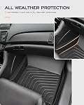 All-Weather Floor Mat for Honda Accord 2013-2017 (Only for Sedan) | Custom Fit Black Rubber Cargo Liner, Waterproof Vehicle TPE Accessories for Front & Rear, Heavy Duty Interior Protection