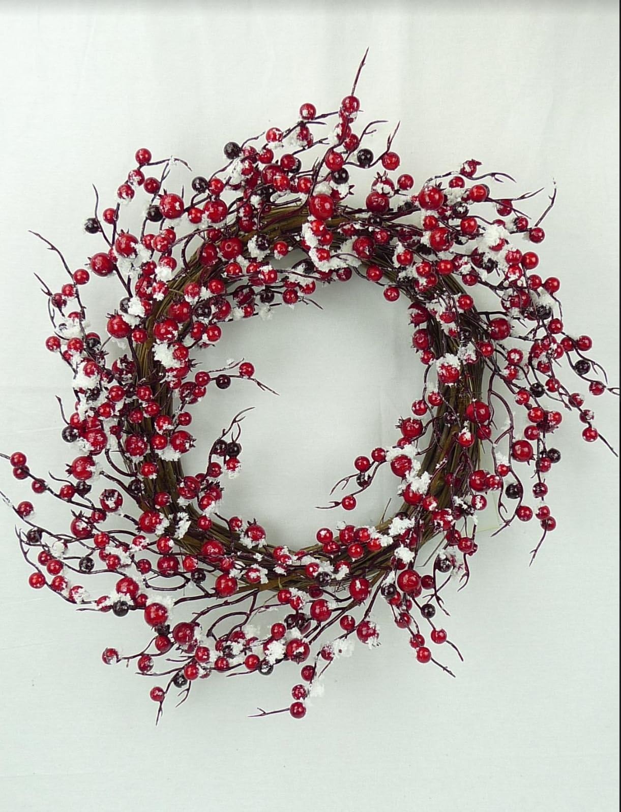 Snow-Kissed Red Berry Grapevine Wreath 18"-24" Diameter
