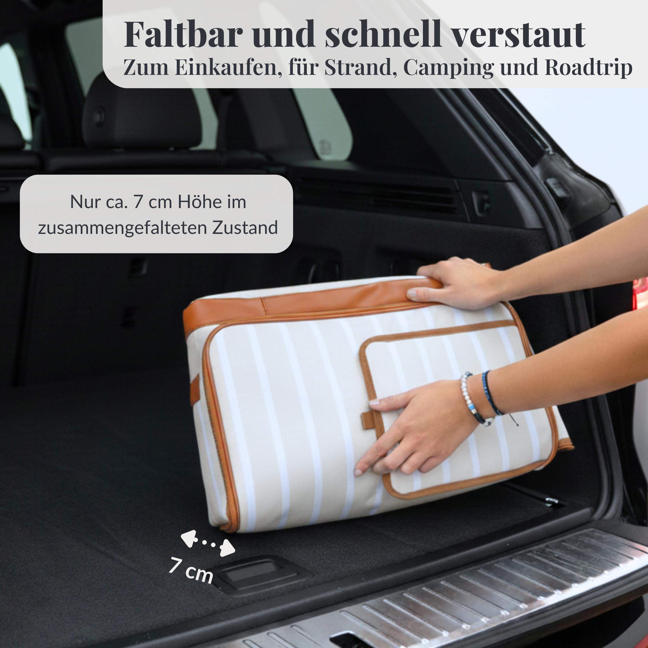 Kühltasche Groß Faltbar 45L Kühlbox für Einkauf Strand Auto Picknicktasche Einkaufskorb Lunchtasche Thermotasche Cooler Bag Unterwegs Passive Wasserdicht 12h Isoliert mit Klappe Retro XXL